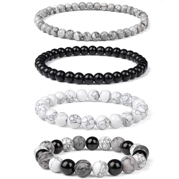 Jewelry - 4pcs Beaded Bracelets for Women,Natural Healing Crystal Gemstones Bracelet,Anxie